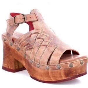 Bed Stu Brown Leather Platform Sandals Size 9